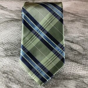 Jones New York‎ Necktie Green Blue Plaid Pattern Business Career